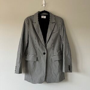 First Love by Lovelyn Black and White Gingham Check Oversized Blazer‎ - Women's